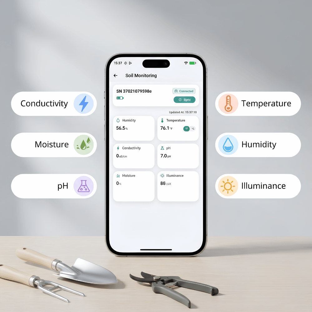 SoilSix 6-in-1 Bluetooth Soil Tester
